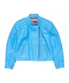 Acne Studios Leather Biker Jacket In Blue