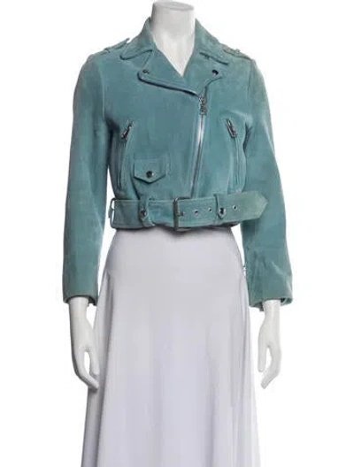 Pre-owned Acne Studios Leather Biker Jacket In Blue