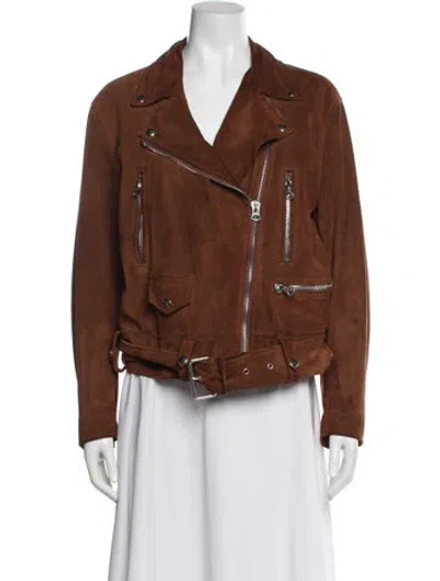Pre-owned Acne Studios Leather Biker Jacket In Brown