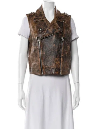 Pre-owned Acne Studios Leather Biker Jacket In Brown