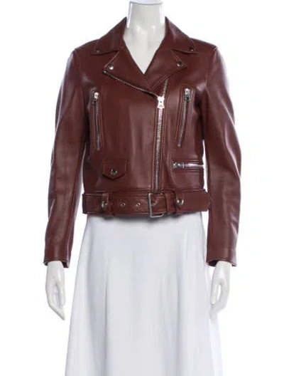 Pre-owned Acne Studios Leather Biker Jacket In Brown