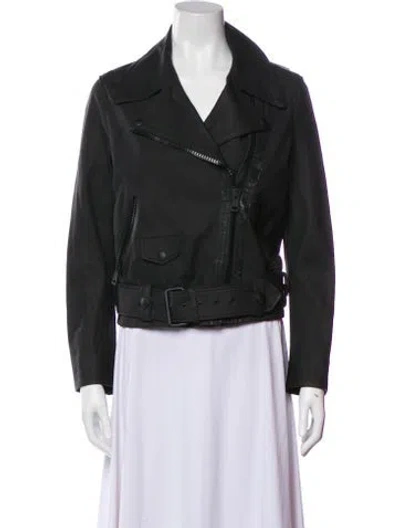 Pre-owned Acne Studios Leather Biker Jacket In Gray