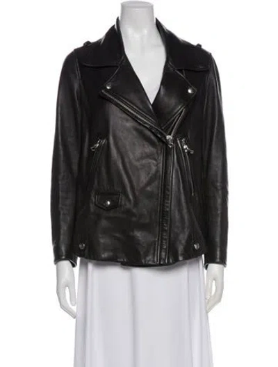 Pre-owned Acne Studios Leather Biker Jacket In Gray