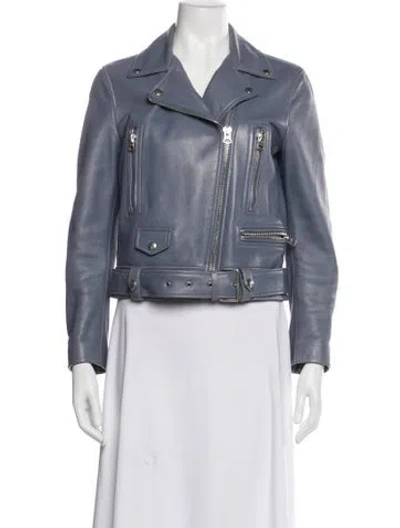 Pre-owned Acne Studios Leather Biker Jacket In Gray