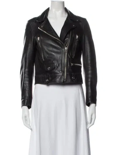 Pre-owned Acne Studios Leather Biker Jacket In Green