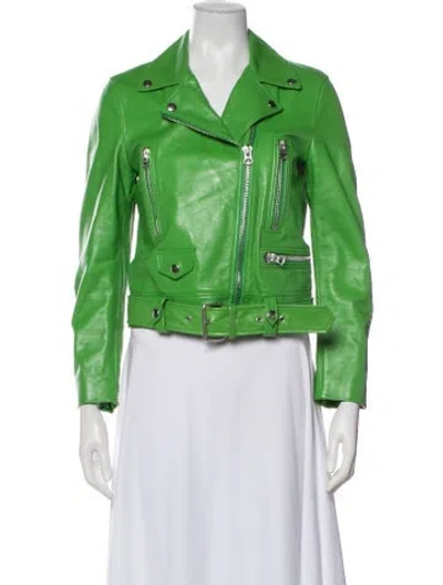 Pre-owned Acne Studios Leather Biker Jacket In Green