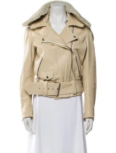 Pre-owned Acne Studios Leather Biker Jacket In Neutral