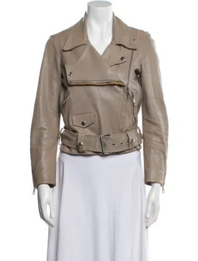 Pre-owned Acne Studios Leather Biker Jacket In Neutral