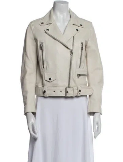 Pre-owned Acne Studios Leather Biker Jacket In Neutral