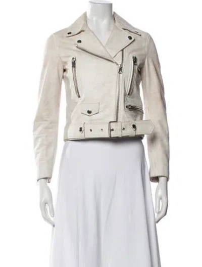 Pre-owned Acne Studios Leather Biker Jacket In Neutral