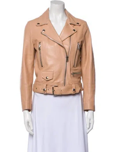 Pre-owned Acne Studios Leather Biker Jacket In Pink