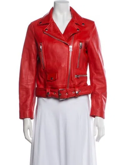 Pre-owned Acne Studios Leather Biker Jacket In Red