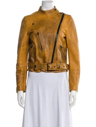 Pre-owned Acne Studios Leather Biker Jacket In Yellow