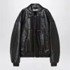 Acne Studios Leather Bomber Jacket Featuring Pockets In Black