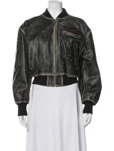 Pre-owned Acne Studios Leather Bomber Jacket In Black