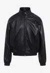 Acne Studios Lethestanether Lamb Leather Bomber Jacket In Black