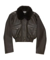 Acne Studios Leather Bomber Jacket In Gray