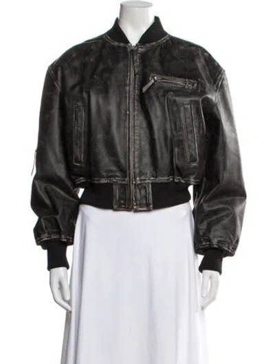 Pre-owned Acne Studios Leather Bomber Jacket In Black