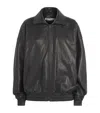 Acne Studios Leather Bomber Jacket In Black