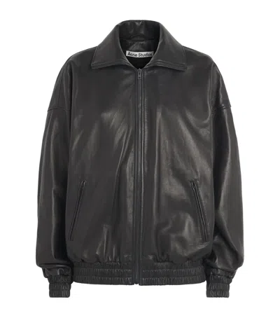 Acne Studios Leather Bomber Jacket In Black