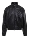 Acne Studios Leather Bomber Jacket In Black