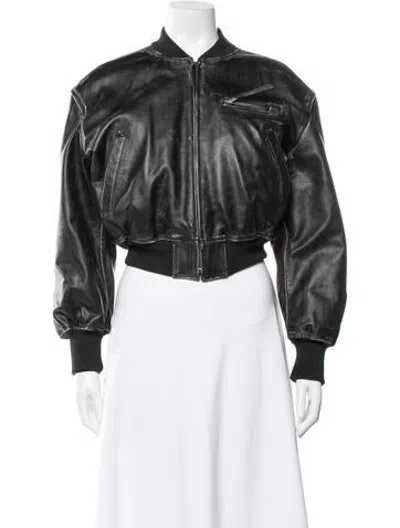 Pre-owned Acne Studios Leather Bomber Jacket In Black