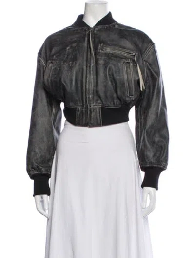 Pre-owned Acne Studios Leather Bomber Jacket In Black