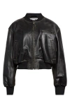 Acne Studios Vintage Leather Cropped Bomber Jacket In Black