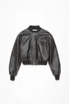 Acne Studios Aged Leather Bomber Jacket With Distressed Treatment In Black