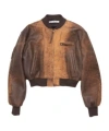 Acne Studios Leather Bomber Jacket In Brown