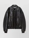 Acne Studios Leather Bomber Jacket Featuring Pockets In Brown