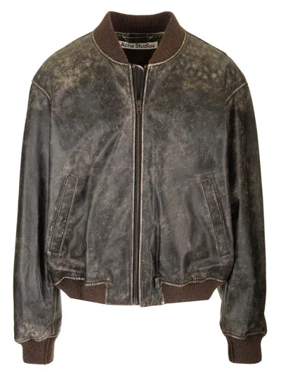ACNE STUDIOS LEATHER BOMBER JACKET JACKETS BLACK