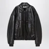 Acne Studios Leather Bomber Jacket Featuring Pockets In Black