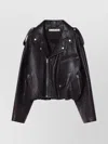 Acne Studios Leather Bomber Jacket With Epaulettes And Textured Finish In Black