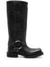 Acne Studios Black Boots With Buckle And Logo In Leather Woman In Black