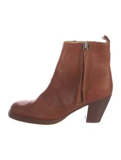 Pre-owned Acne Studios Leather Boots In Burgundy