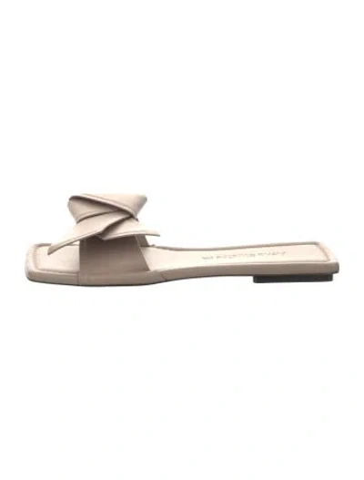 Pre-owned Acne Studios Leather Bow Accents Slides In Neutrals