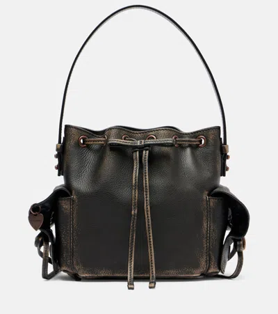 Acne Studios Leather Bucket Bag In Brown