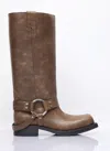 Acne Studios Vintage Leather Biker Boots With Distressed Effect In Brown