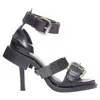 Acne Studios Leather Buckle Deconstructed High Heel Sandals In Black