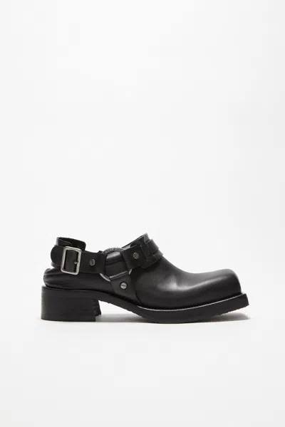 Acne Studios Black Leather Buckle Loafers