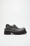 Acne Studios Leather Buckle Mule In Black,white