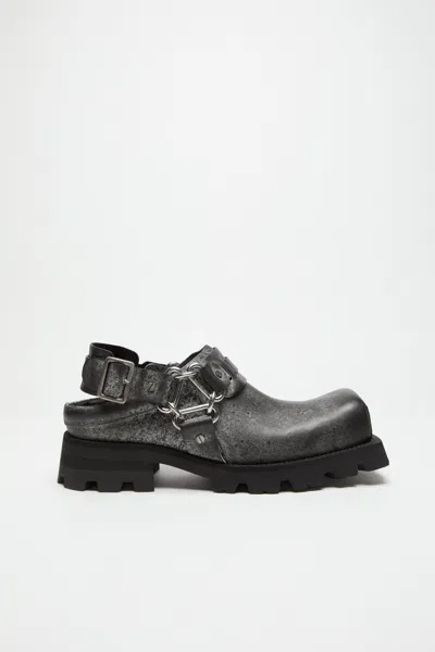 Acne Studios Leather Buckle Mule In Black,white