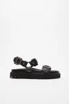 Acne Studios Debossed Leather Platform Sandals In Black