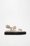 Acne Studios Leather Platform Sandals In Sand Beige