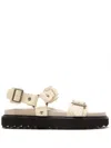 Acne Studios Leather Platform Sandals In Sand Beige