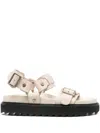 Acne Studios Leather Platform Sandals In Neutrals