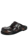 Acne Studios Round Toe Mules In Brown/black