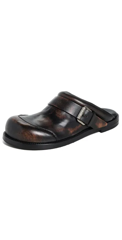 ACNE STUDIOS LEATHER BUCKLE SHOES BROWN/BLACK