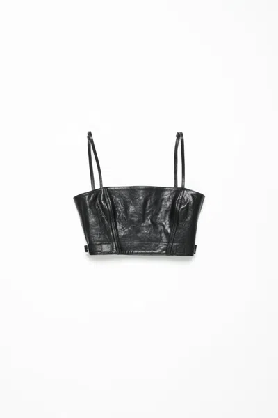 Acne Studios Leather Bustier Top In Schwarz